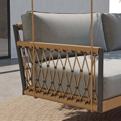 Boho 1-Seater Outdoor Swing Sofa with Handwoven Rope and Cushion