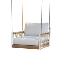 Boho 1-Seater Outdoor Swing Sofa with Handwoven Rope and Cushion