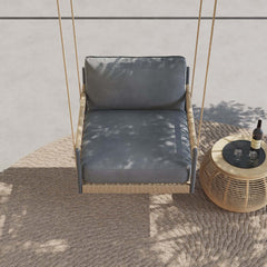 Boho 1-Seater Outdoor Swing Sofa with Handwoven Rope and Cushion
