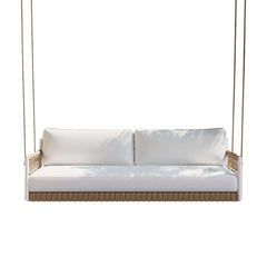 Boho 1-Seater Outdoor Swing Sofa with Handwoven Rope and Cushion