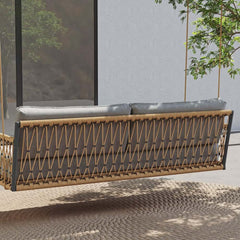 Boho 1-Seater Outdoor Swing Sofa with Handwoven Rope and Cushion