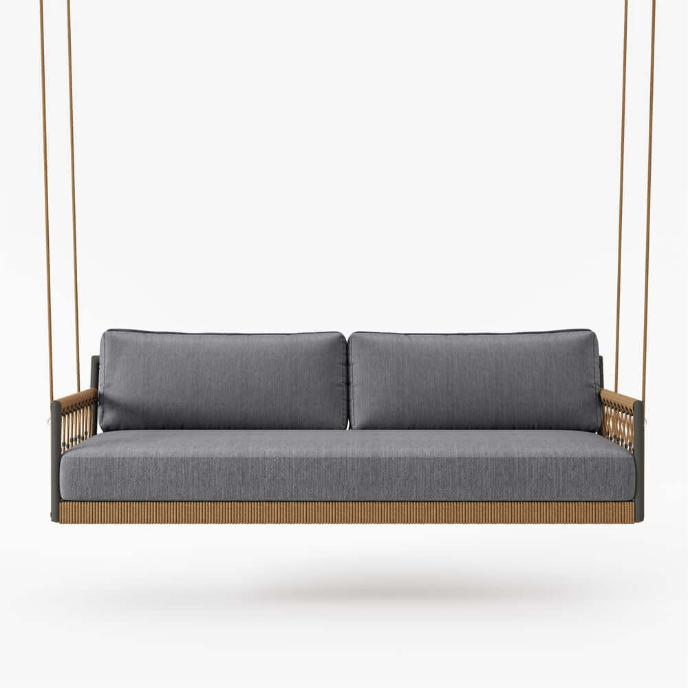 Boho 1-Seater Outdoor Swing Sofa with Handwoven Rope and Cushion