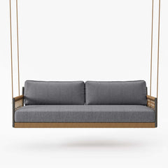 Boho 1-Seater Outdoor Swing Sofa with Handwoven Rope and Cushion