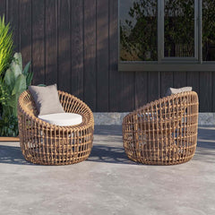 Boho Brown Aluminum Alloy Outdoor Side Chair with Cushion