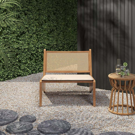 Boho Outdoor Lounge Chair with Waterproof Upholstery and Removable Cushions
