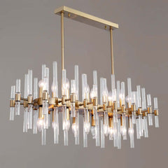 Brass Geometric Glass Pendant Light for Kitchen Island and Dining Room