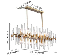 Brass Geometric Glass Pendant Light for Kitchen Island and Dining Room Dimensions