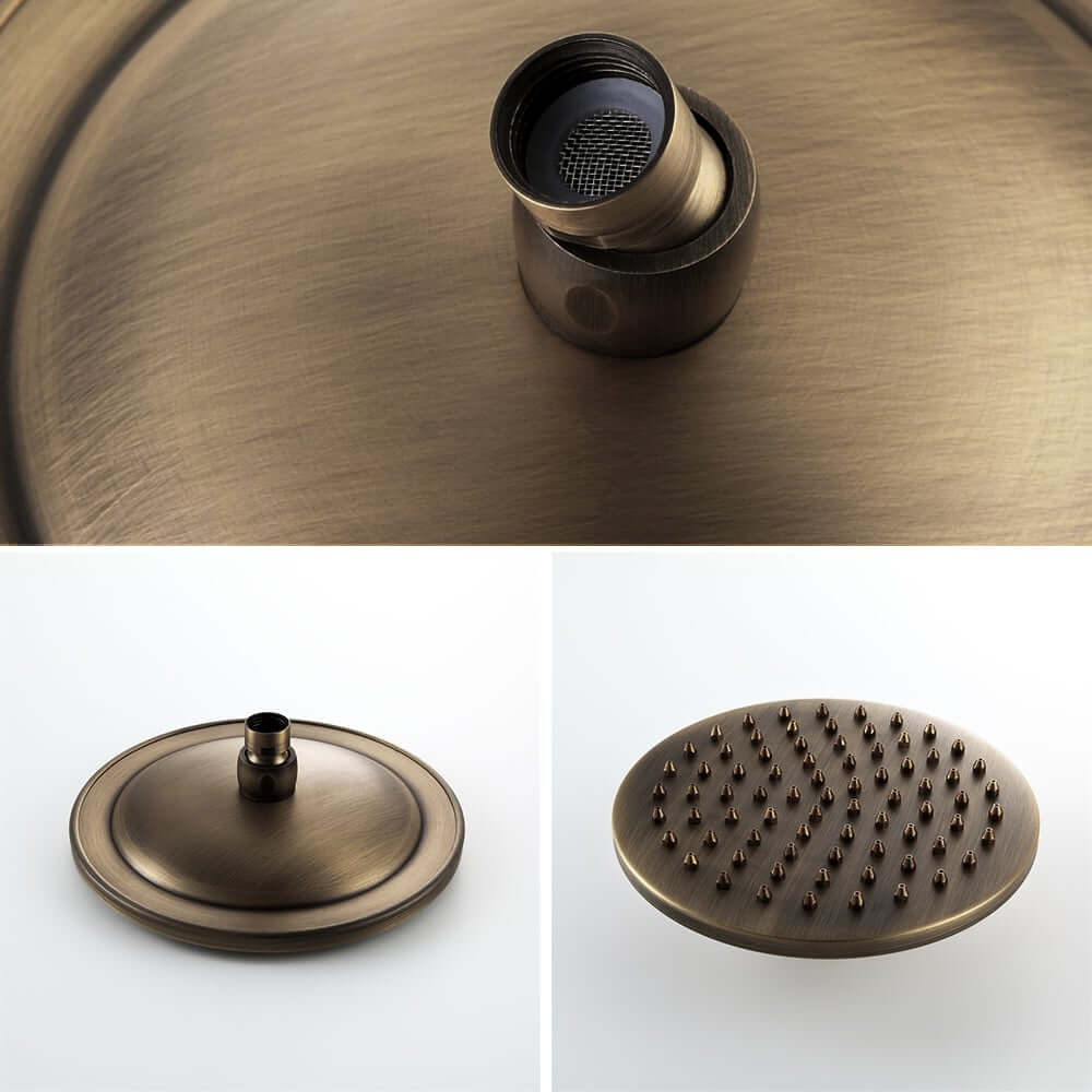 Brewst Antique Brass Fixed Rain Showerhead System