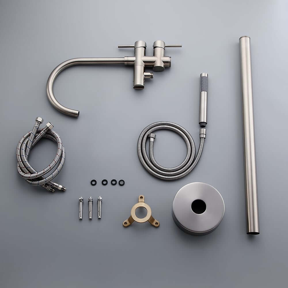 Brewst Freestanding Bathtub Faucet with Hand Shower in Brushed Nickel