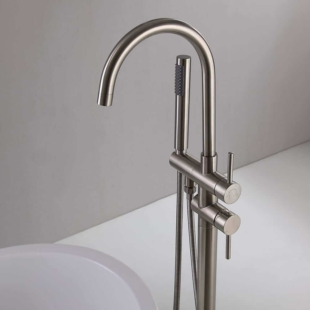 Brewst Freestanding Bathtub Faucet with Hand Shower in Brushed Nickel