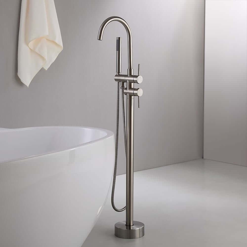 Brewst Freestanding Bathtub Faucet with Hand Shower in Brushed Nickel