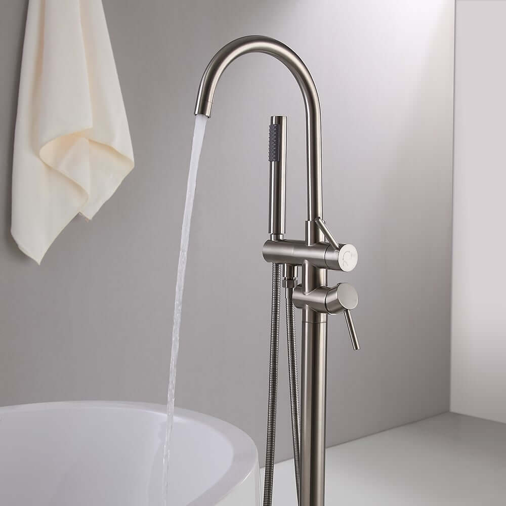 Brewst Freestanding Bathtub Faucet with Hand Shower in Brushed Nickel