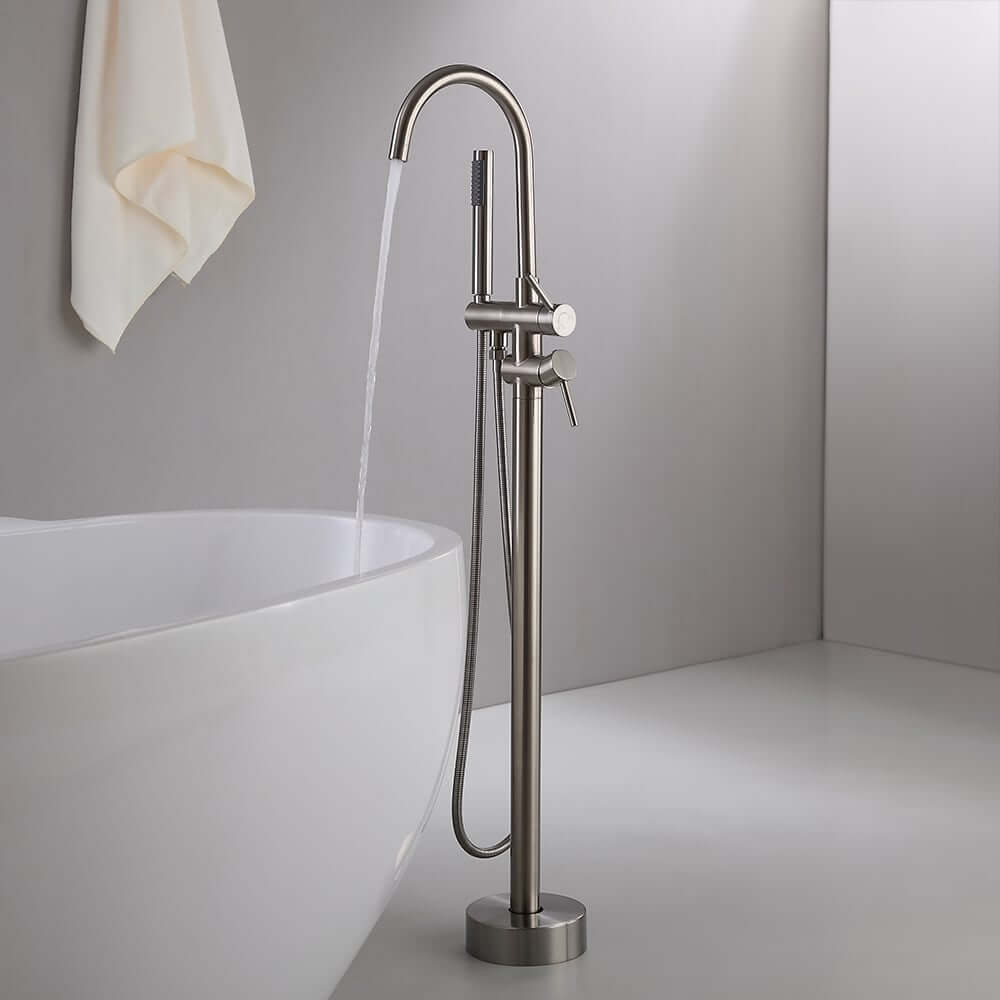 Brewst Freestanding Bathtub Faucet with Hand Shower in Brushed Nickel Main Product Image