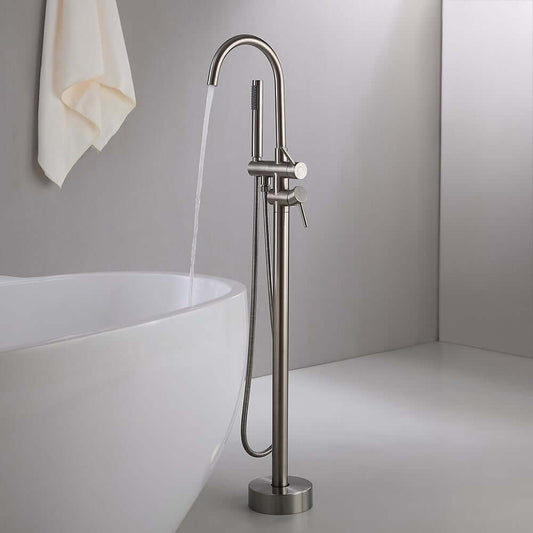 Brewst Freestanding Bathtub Faucet with Hand Shower in Brushed Nickel Main Product Image