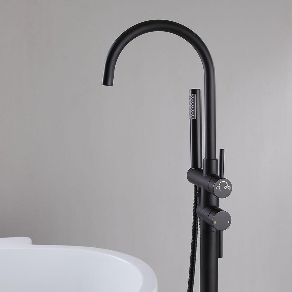 Brewst Freestanding Bathtub Faucet with Hand Shower in Matte Black