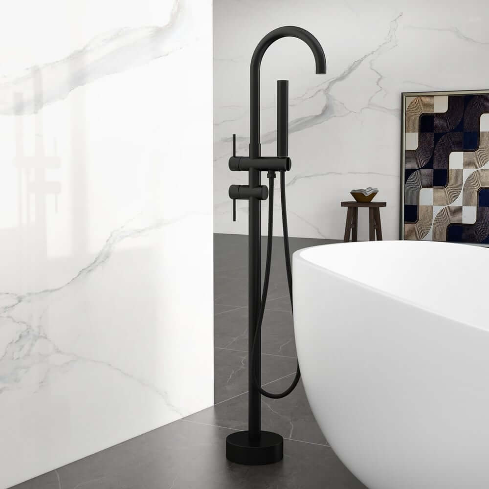 Brewst Freestanding Bathtub Faucet with Hand Shower in Matte Black