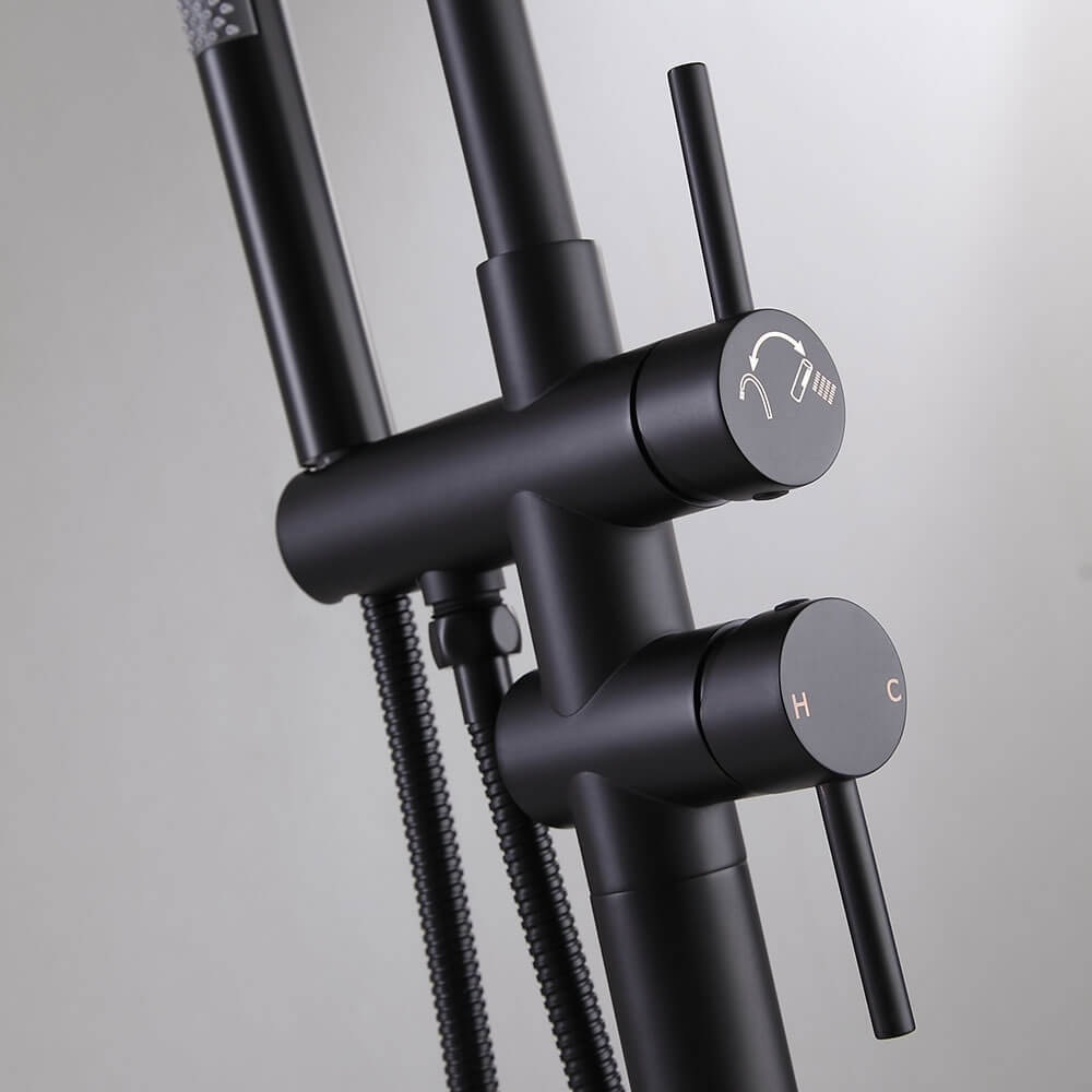 Brewst Freestanding Bathtub Faucet with Hand Shower in Matte Black