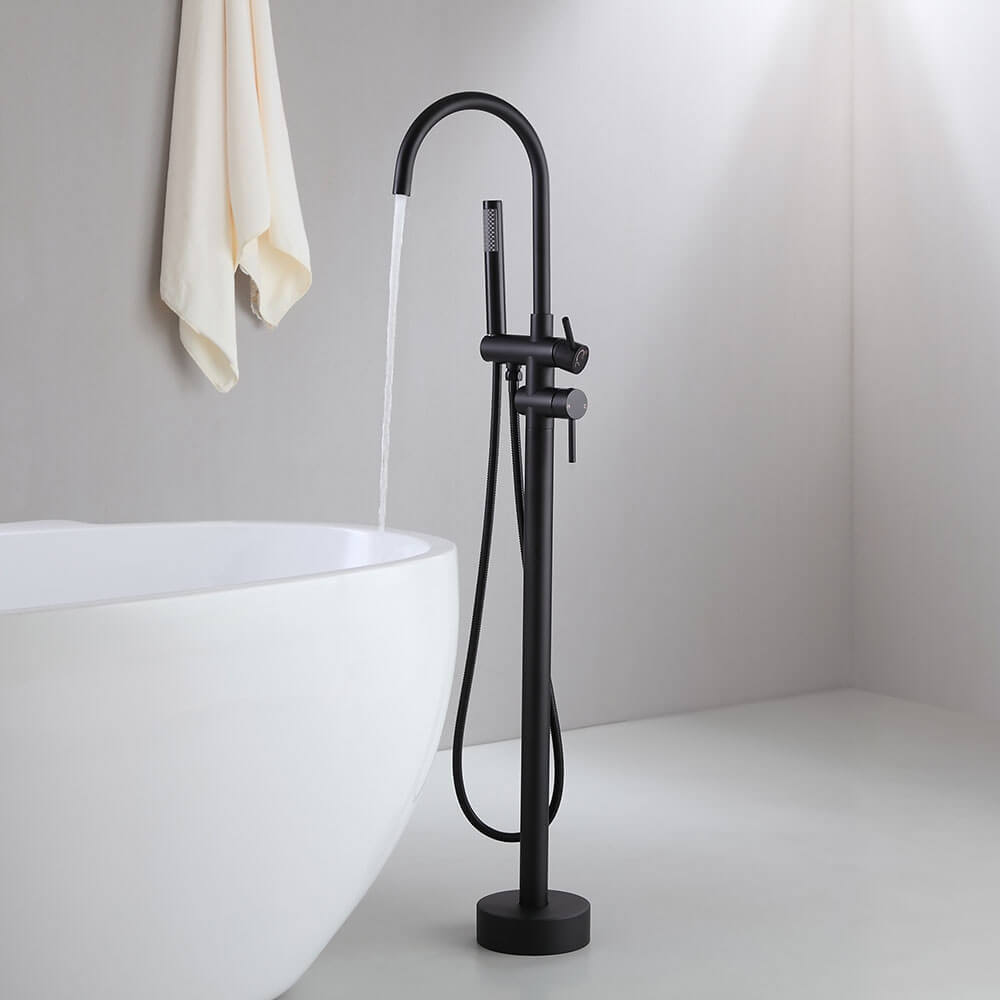Brewst Freestanding Bathtub Faucet with Hand Shower in Matte Black Main Product Image