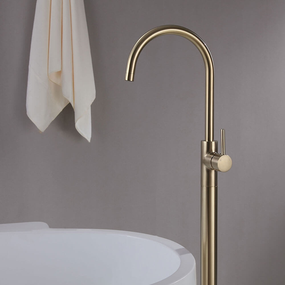 Brewst Modern Brass Floor Mounted Bathtub Faucet