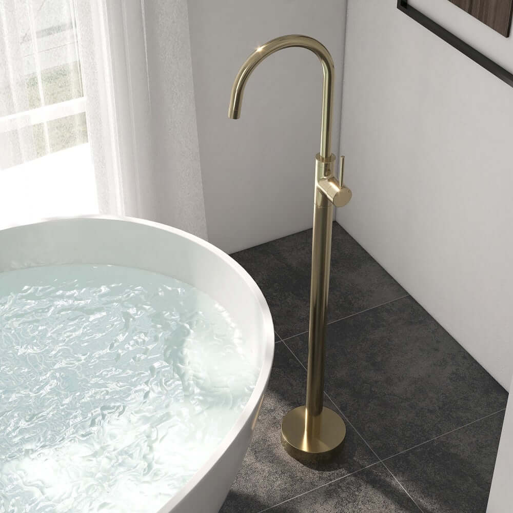 Brewst Modern Brass Floor Mounted Bathtub Faucet