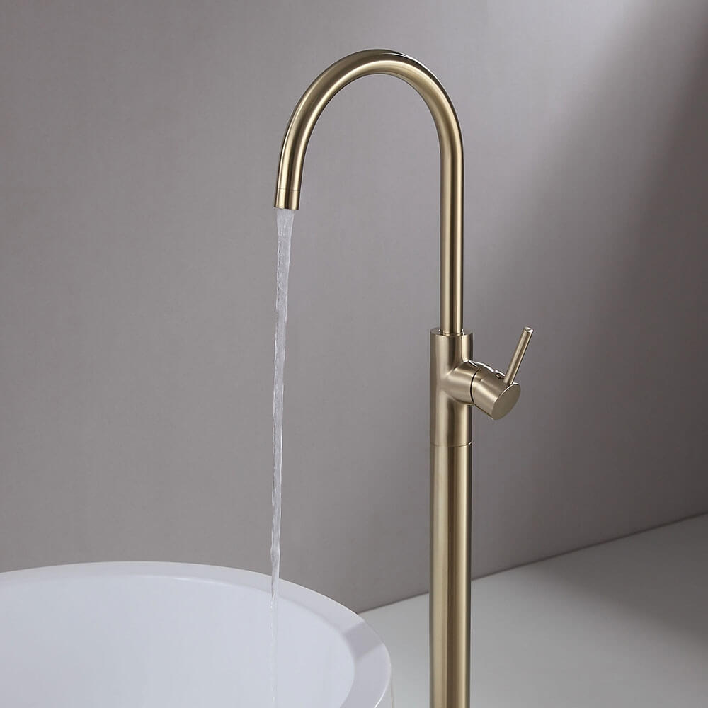 Brewst Modern Brass Floor Mounted Bathtub Faucet
