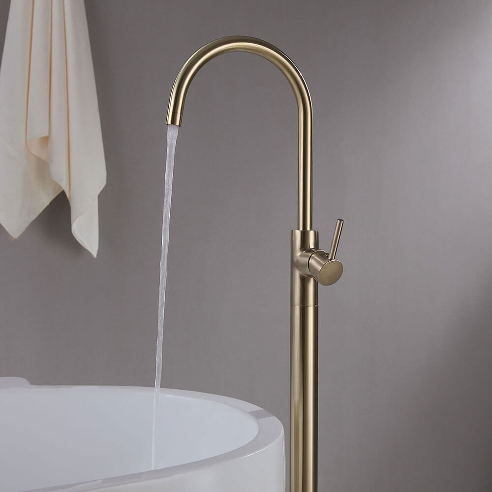 Brewst Modern Brass Floor Mounted Bathtub Faucet
