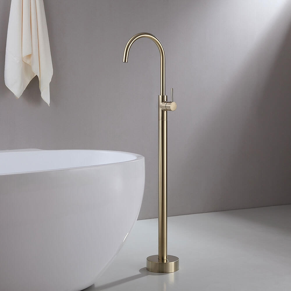 Brewst Modern Brass Floor Mounted Bathtub Faucet