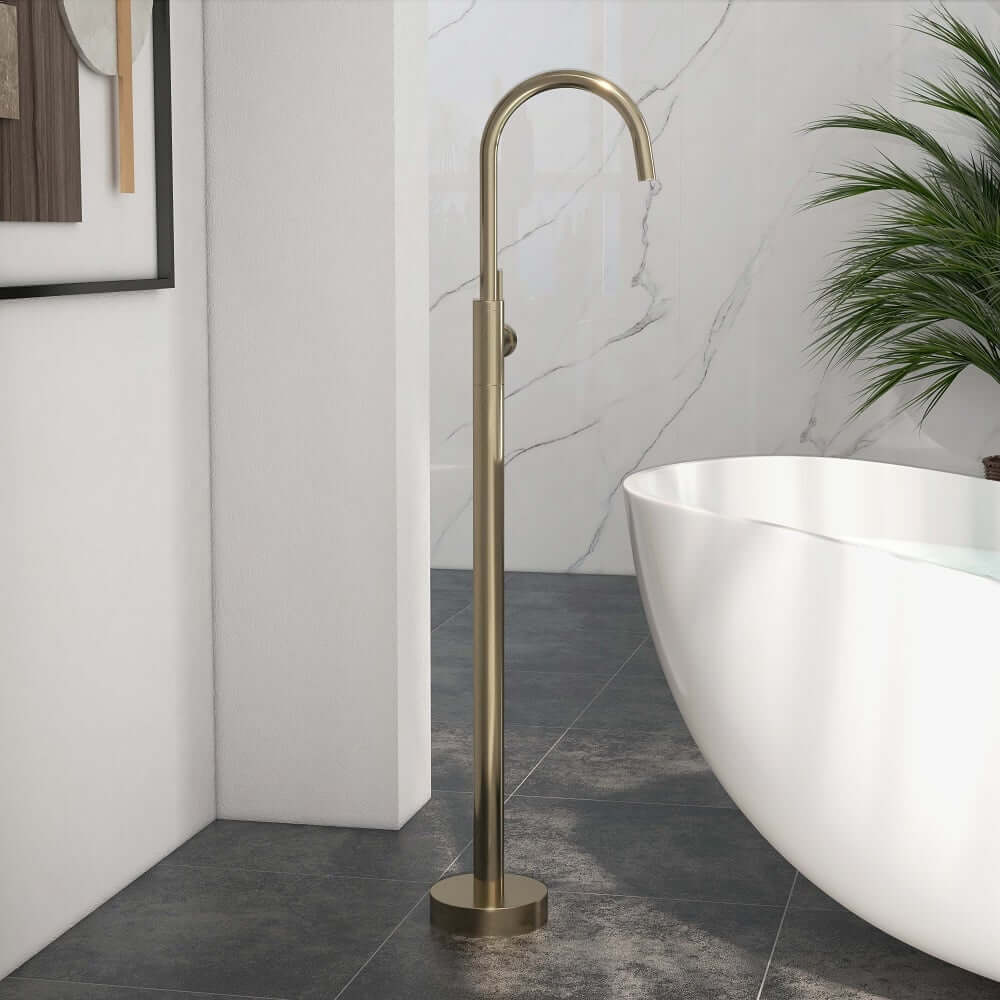 Brewst Modern Brass Floor Mounted Bathtub Faucet