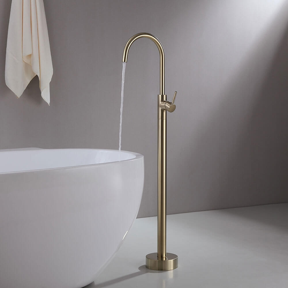 Brewst Modern Brass Floor Mounted Bathtub Faucet Main Product Image