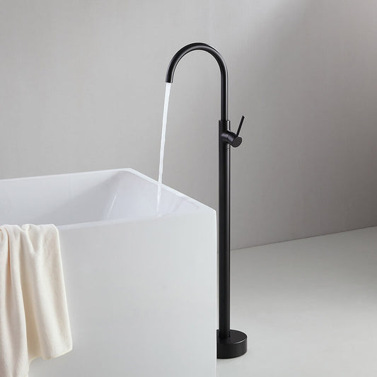 Brewst Modern Freestanding Bathtub Faucet in Matte Black Brass
