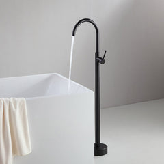 Brewst Modern Freestanding Bathtub Faucet in Matte Black Brass