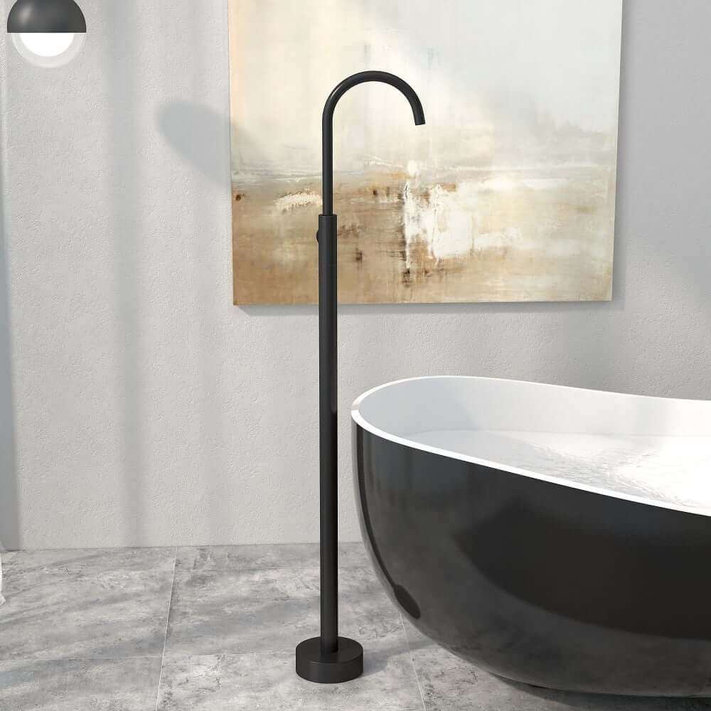 Brewst Modern Freestanding Bathtub Faucet in Matte Black Brass