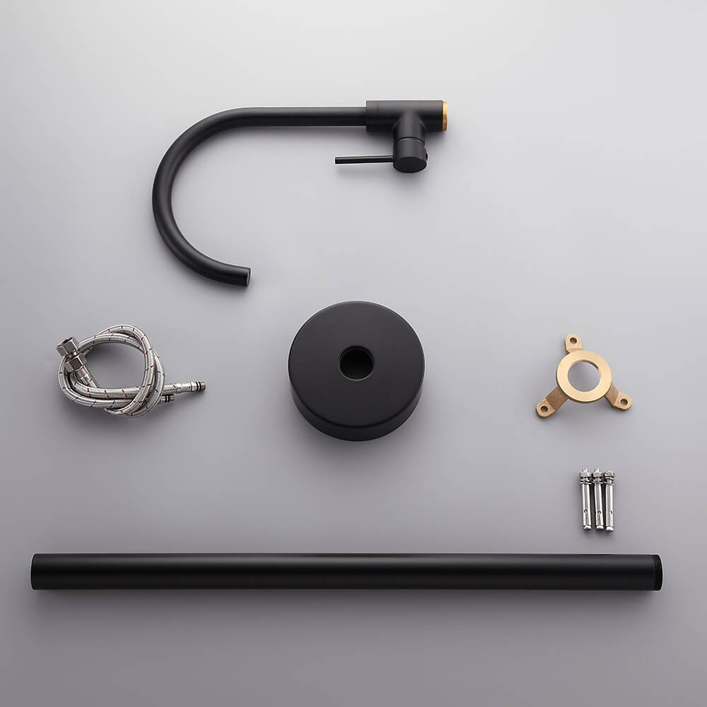 Brewst Modern Freestanding Bathtub Faucet in Matte Black Brass