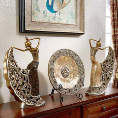 Brown Resin Novelty Sculpture Set for Living Room Decor