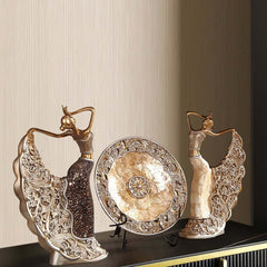 Brown Resin Novelty Sculpture Set for Living Room Decor