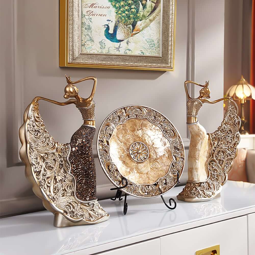 Brown Resin Novelty Sculpture Set for Living Room Decor Main Product Image