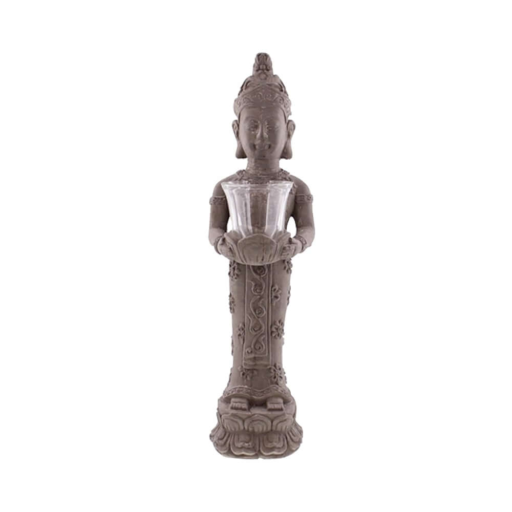 Brown Resin Outdoor Garden Buddha Statue with Candle Holder
