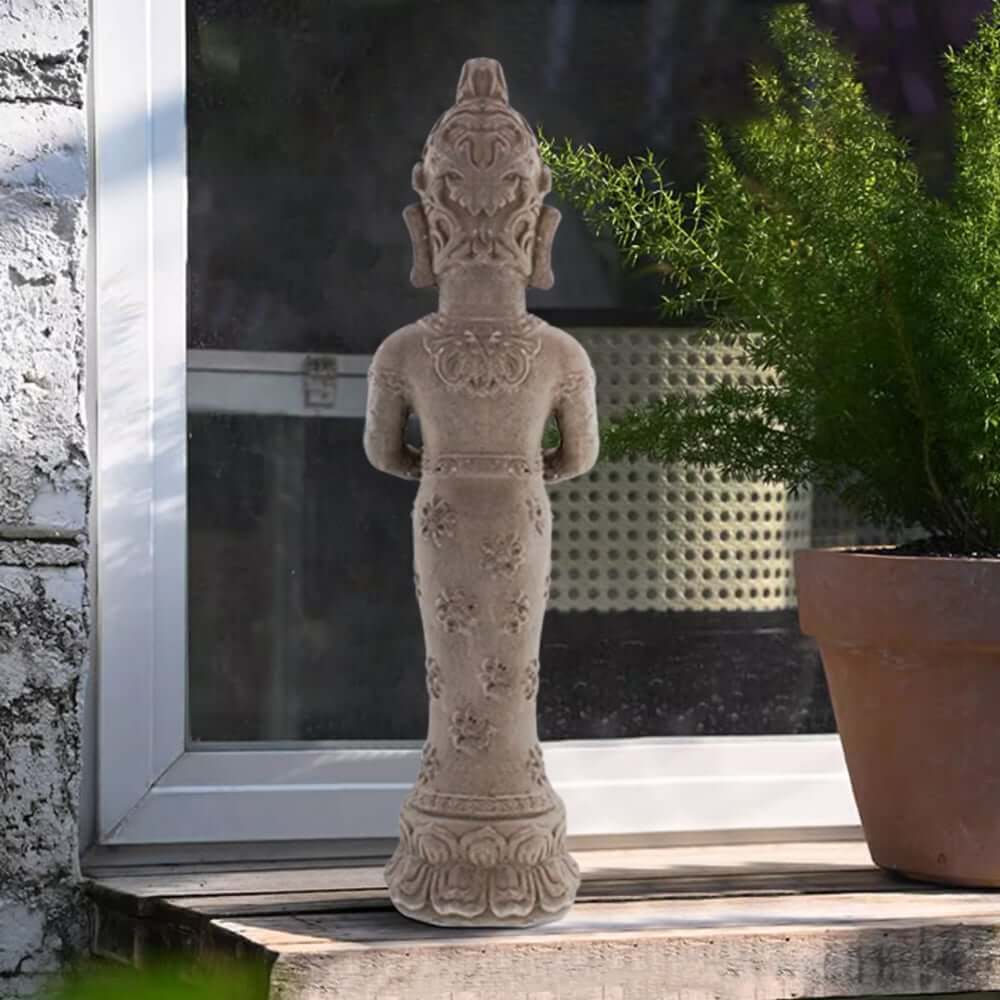 Brown Resin Outdoor Garden Buddha Statue with Candle Holder