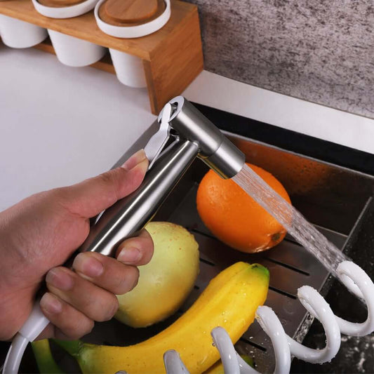 Brushed Nickel Modern Wall Mounted Kitchen Faucet with Pullout Spray