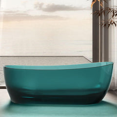 Casual Resin Oval Freestanding Bathtub with Single Slipper Soaking Design Bathtubs