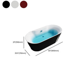 Ink Freestanding Bathtub with Roll Top, Oval Shape, Contemporary Style, Polymethyl Methacrylate (PMMA) Material, and Soaking Bath Therapy, Tub, 54"L x 29"W x 23"H Bathtubs