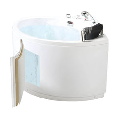 Modern 25.59-inch Tall Acrylic Tub Soak Corner White Bathtub - Right 35"L x 35"W x 26"H Tub with Sliver 4-Piece Set Bathtubs