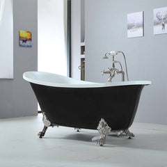 Modern Lucite Elliptical Clawfoot Bathtub with Single Slipper Design for Soaking Bathtubs