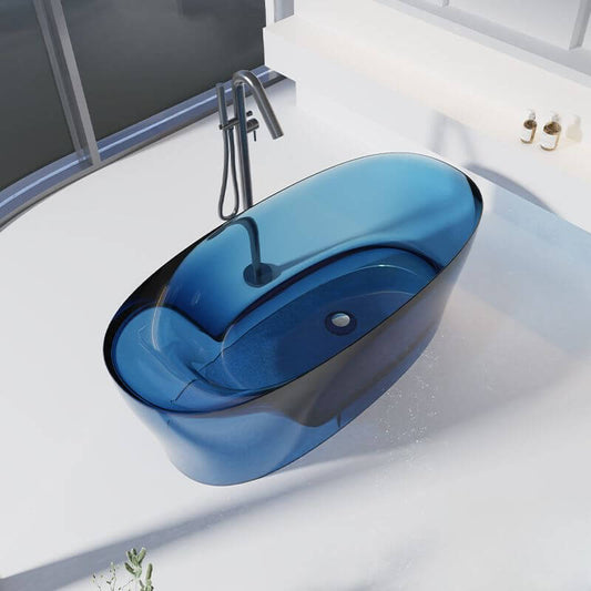 Freestanding oval roll top bathtub with soaking design, 63 by 30 inches, casual style
