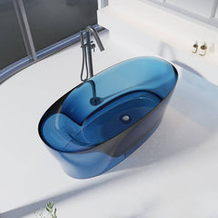 Ink Resin Freestanding Roll Top Oval Casual Bathtub with Soaking Design, 63"L x 30"W x 22"H Bathtubs