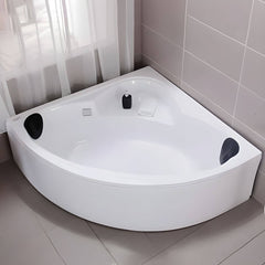Modern Acrylic White Corner Soaking Bathtub with Drain Assembly Included - 31.5"L x 31.5"W x 22"H Tub Bathtubs