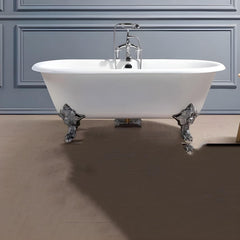 Modern Oval Porcelain Enameled Cast Iron Clawfoot Soaking Bathtub in Roll Top Design - 78cm x 59.5cm Bathtubs