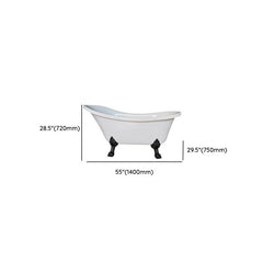 Modern Lucite Elliptical Clawfoot Bathtub with Single Slipper Design for Soaking Bathtubs
