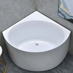 Flat Bottom Antique Finish Bathtub Back to Wall Soaking Corner Bath Tub - 35"L x 35"W x 25"H Tub with Sliver 4-Piece Set Bathtubs