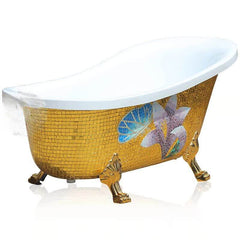 Silver Modern Lucite Elliptical Clawfoot Bathtub with Single Slipper Soaking Design Bathtubs